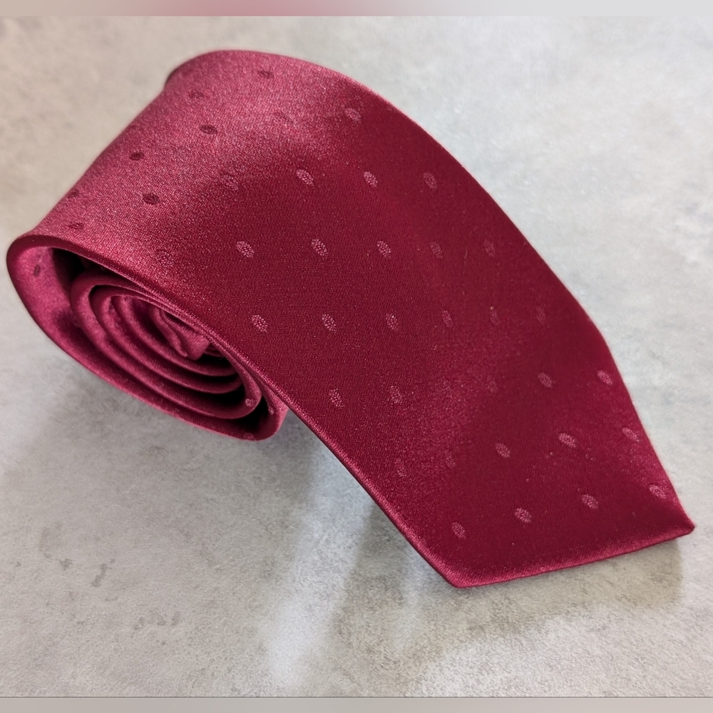 Vintage Wembley Maroon Jacquard Dot Silk Tie 56" Classic Geometric Pattern